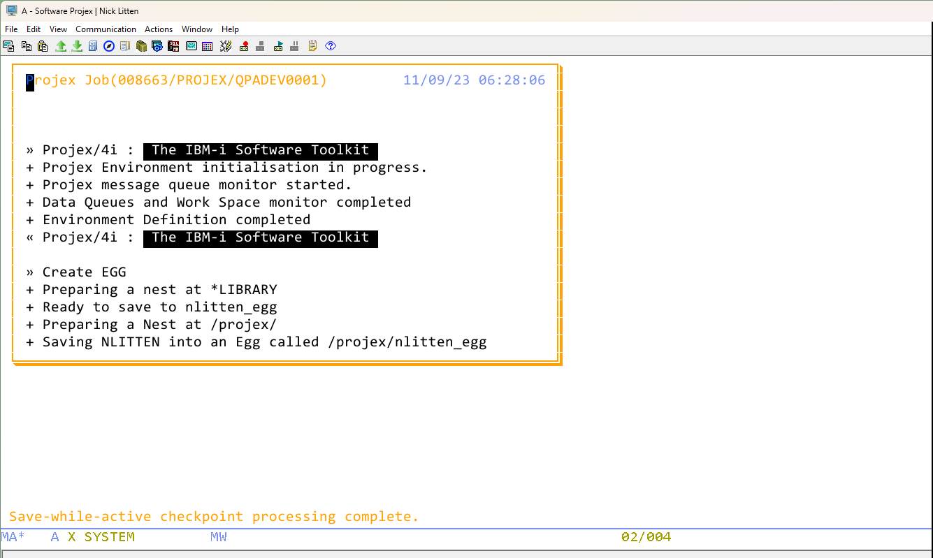 CRTEGG - Library Save in Progress