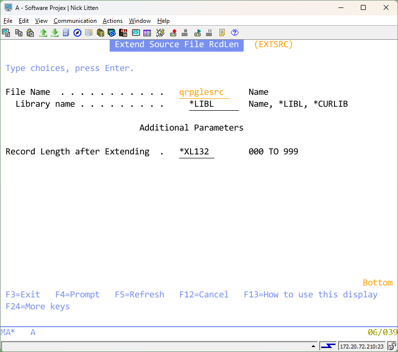 EXTSRC - Extend Source Record Length