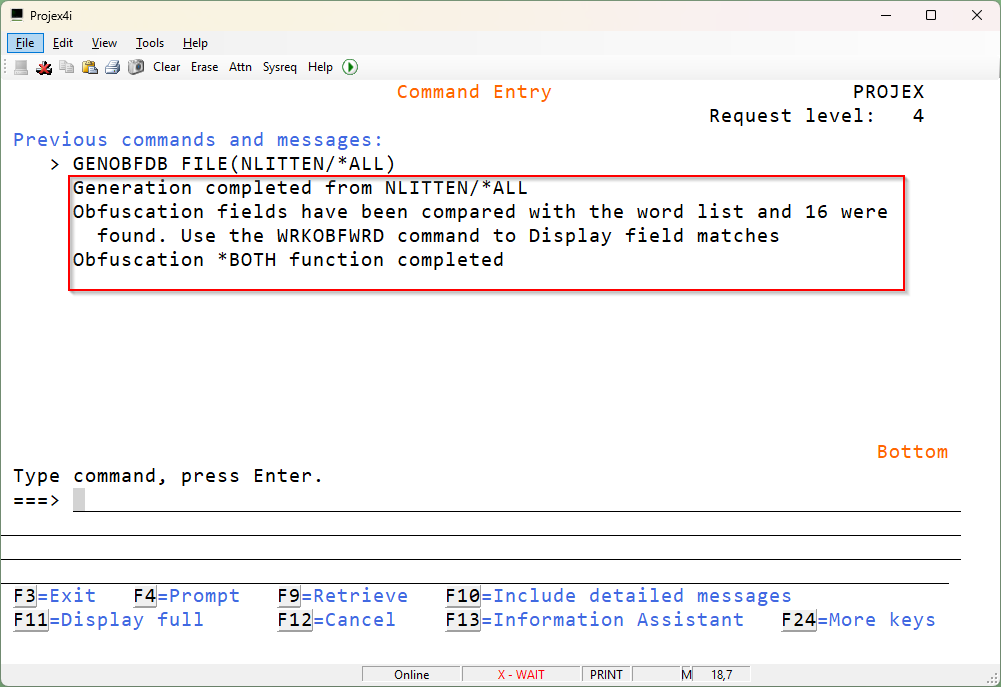 GENOBFDB BOTH Load and Scan obfuscation database results