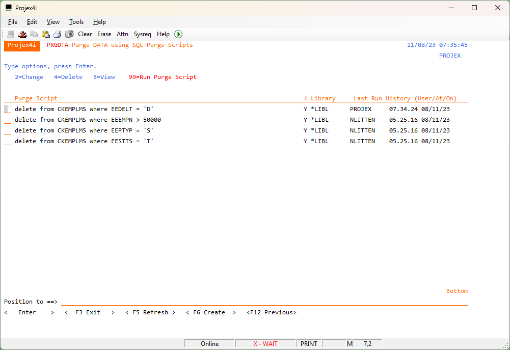 PRGDTA - Purge IBM i Data