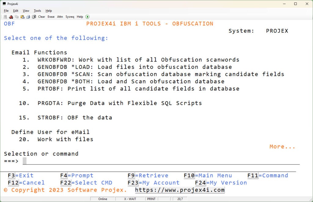 PRTOBF - Print fields that have been selected for obfuscation